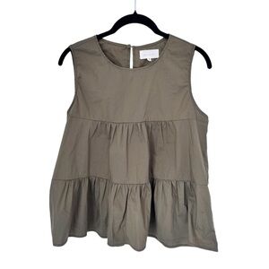 💚Baby Doll Helloday Khaki Olive Green Sleeveless Top
Size S